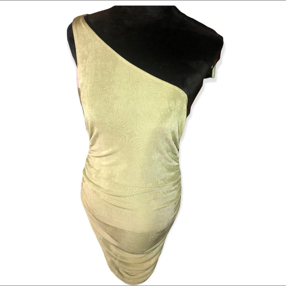 Slinky Ruched Off Shoulder Dress - Picture 1 of 7